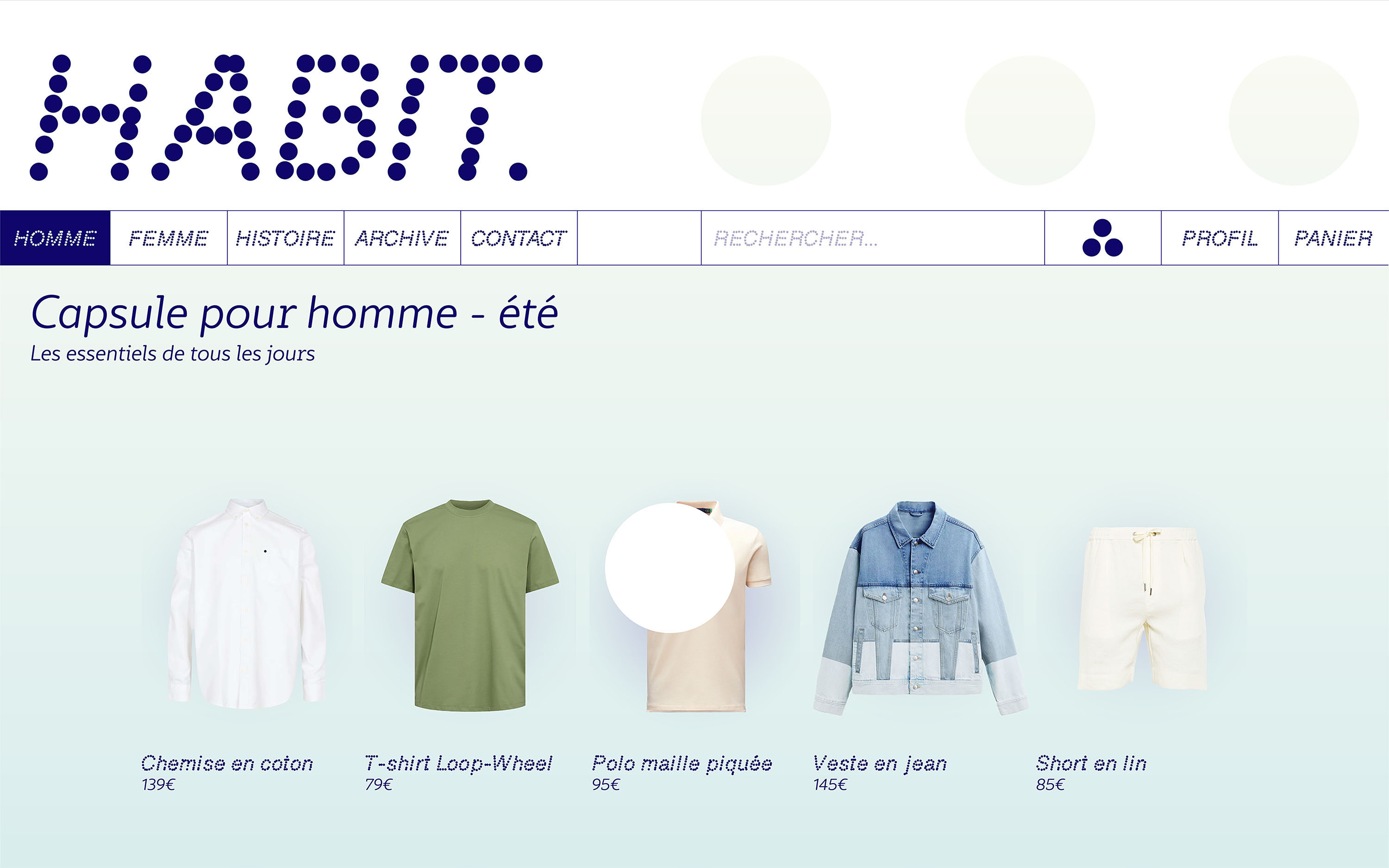 Site internet page homme
