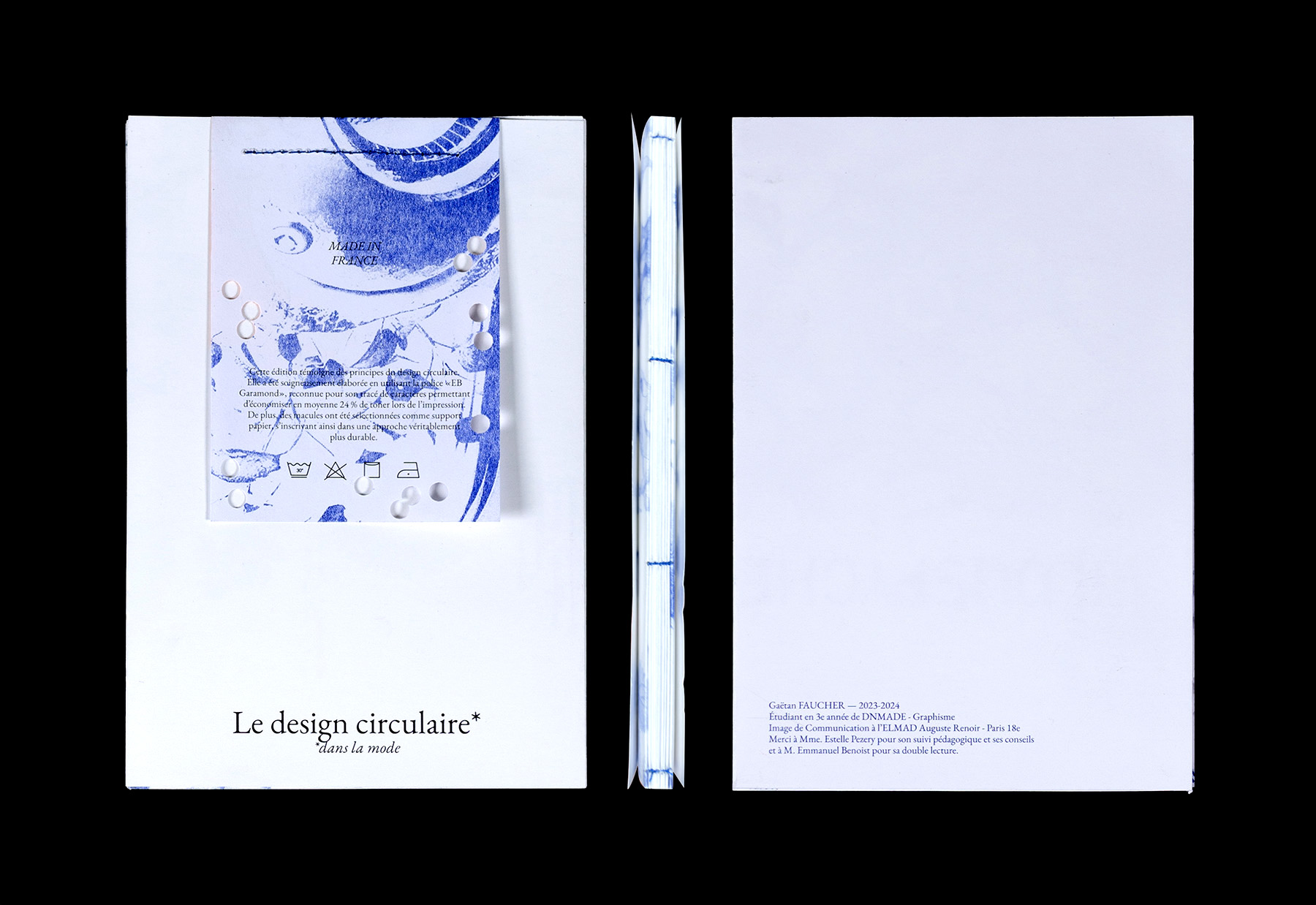 Première de couverture, dos, et quatrième de couverture du mémoire